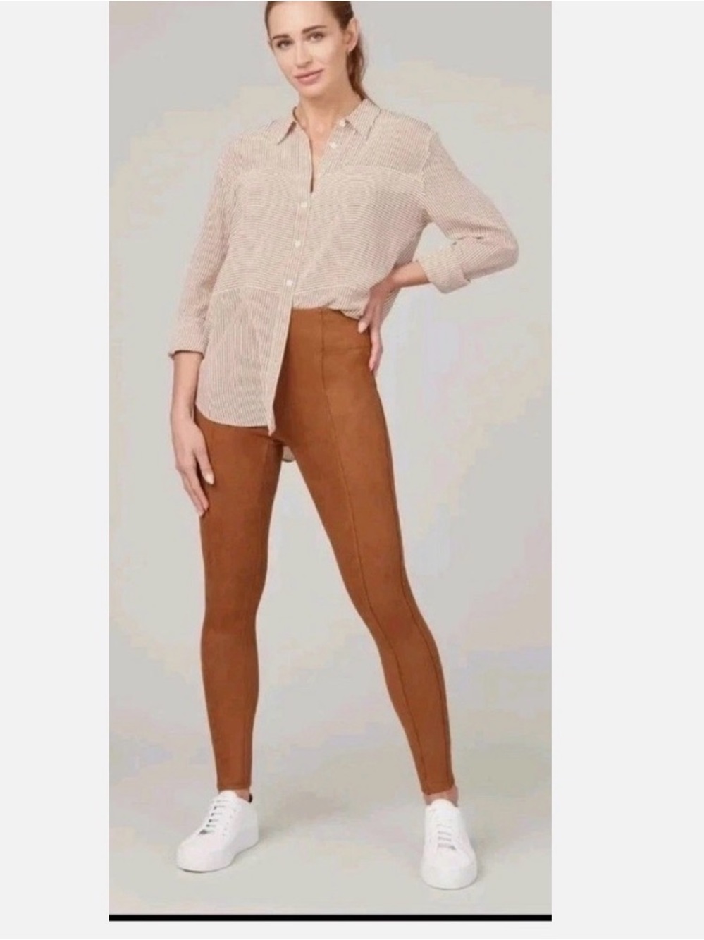SPANX High-Rise Faux-Suede Leggings - Caramel